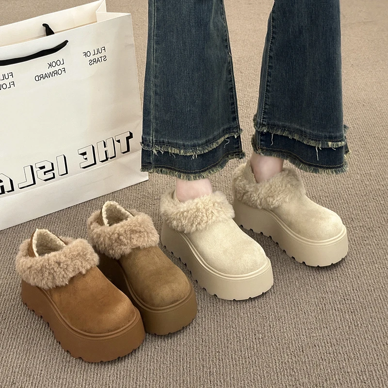 厚底复古加绒雪地靴女款2025冬季新款时尚百搭增高韩版潮流休闲鞋