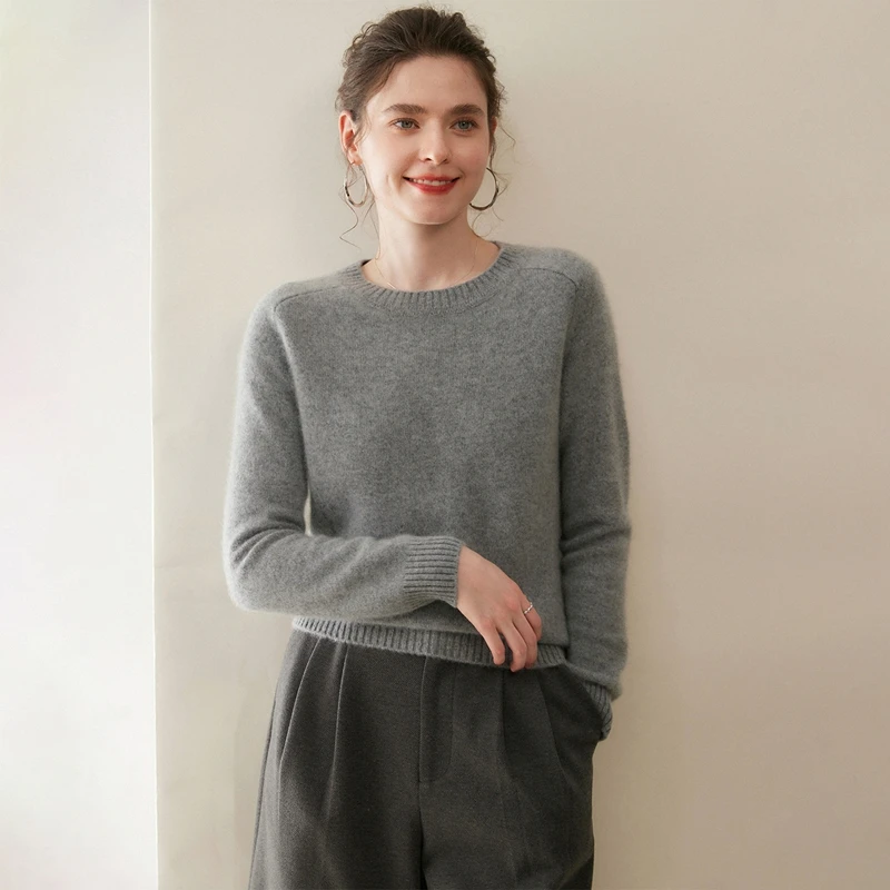 100%山羊绒七针双股圆领套衫RZL846