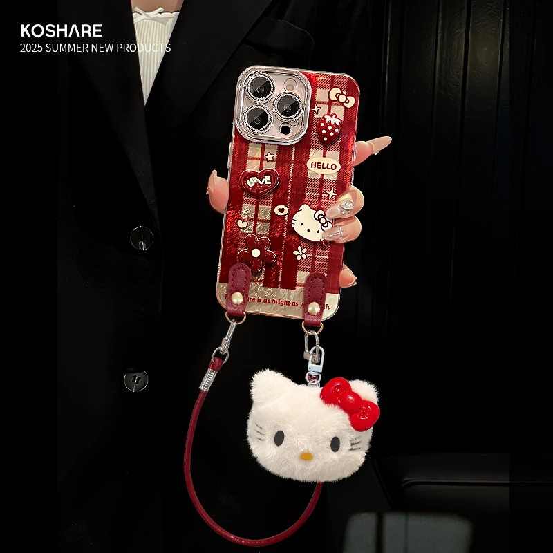 酒红条纹格子适用苹果17vivo华为oppo小米iPhone精孔冰川纹手机壳