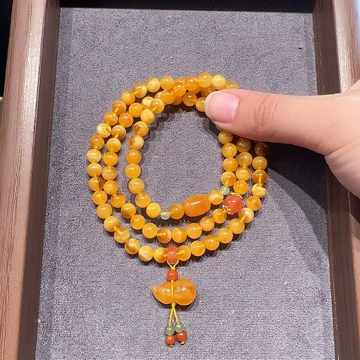 蜜蜡未镶嵌手串6.5mm蜜蜡手串