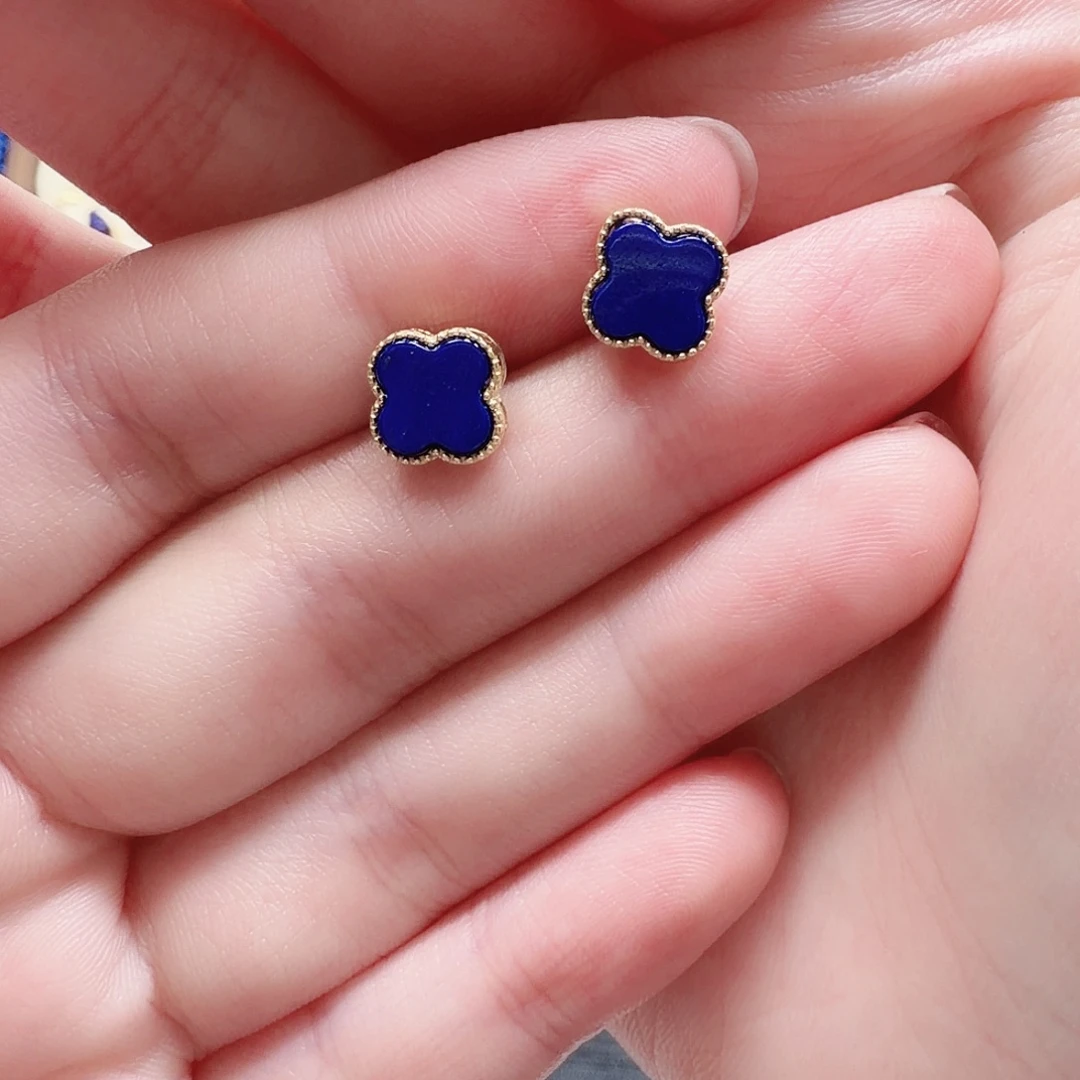 青金石银S925镶嵌耳饰52