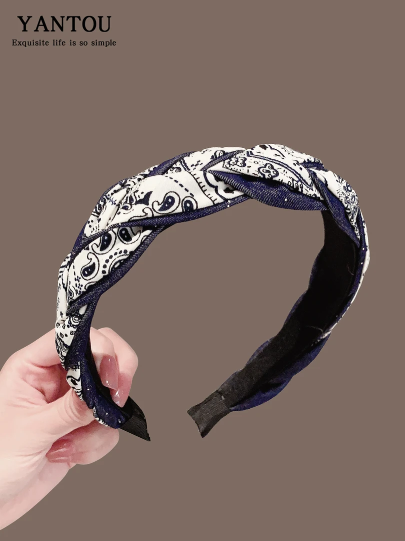 优雅复古时尚布艺图案缠绕防滑头箍发箍2025新款高级感洗脸发捆