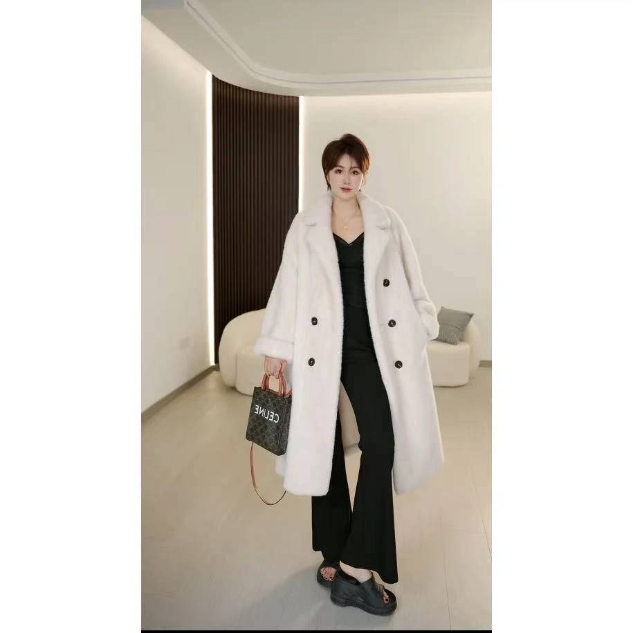 【陈火火】三粒扣长袖长款口袋通勤风中国码女翻领V领