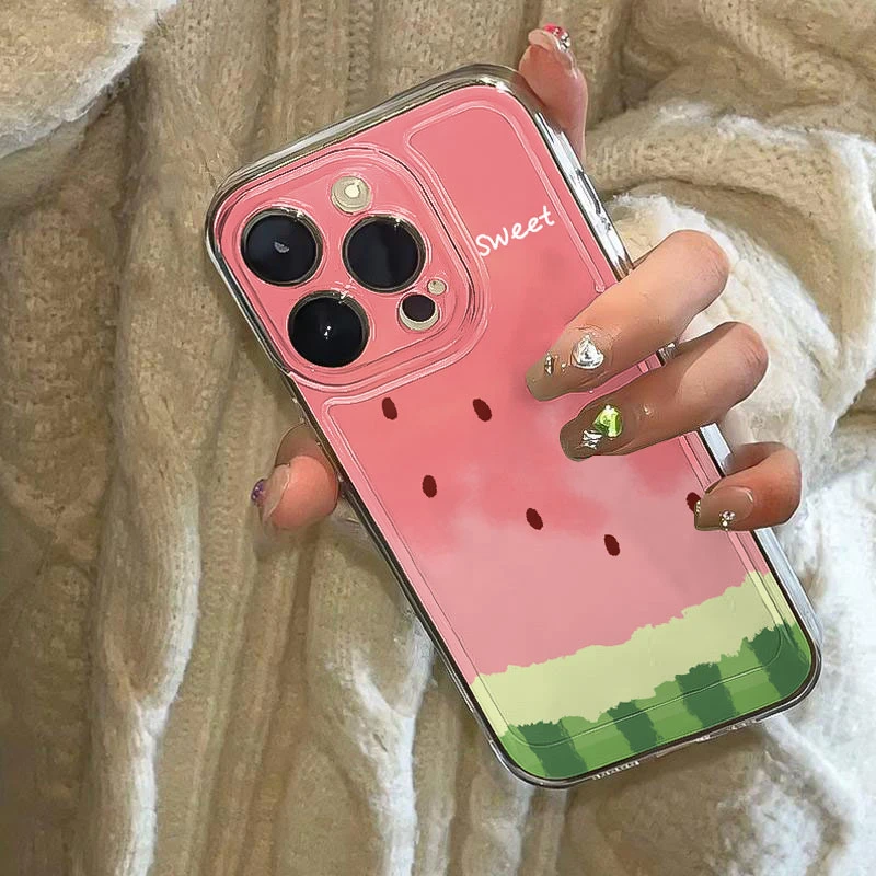 夏日水彩西瓜适用iphone16pro苹果15手机壳华为viv小米oppo保护套