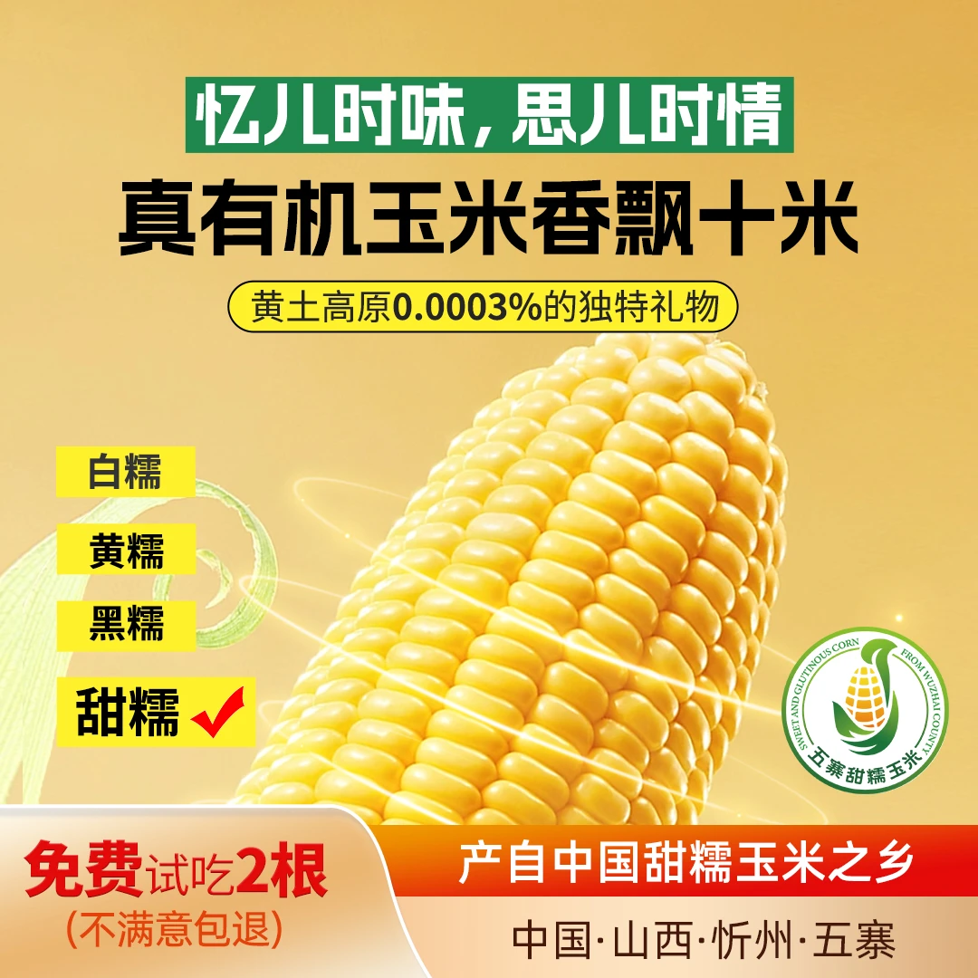 正道良田甜糯玉米【2025年头茬玉米】早餐粗粮轻食【8+2十根装】