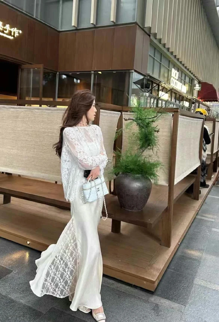 新款南油买手店设计师款高定蕾丝吊带裙两件套