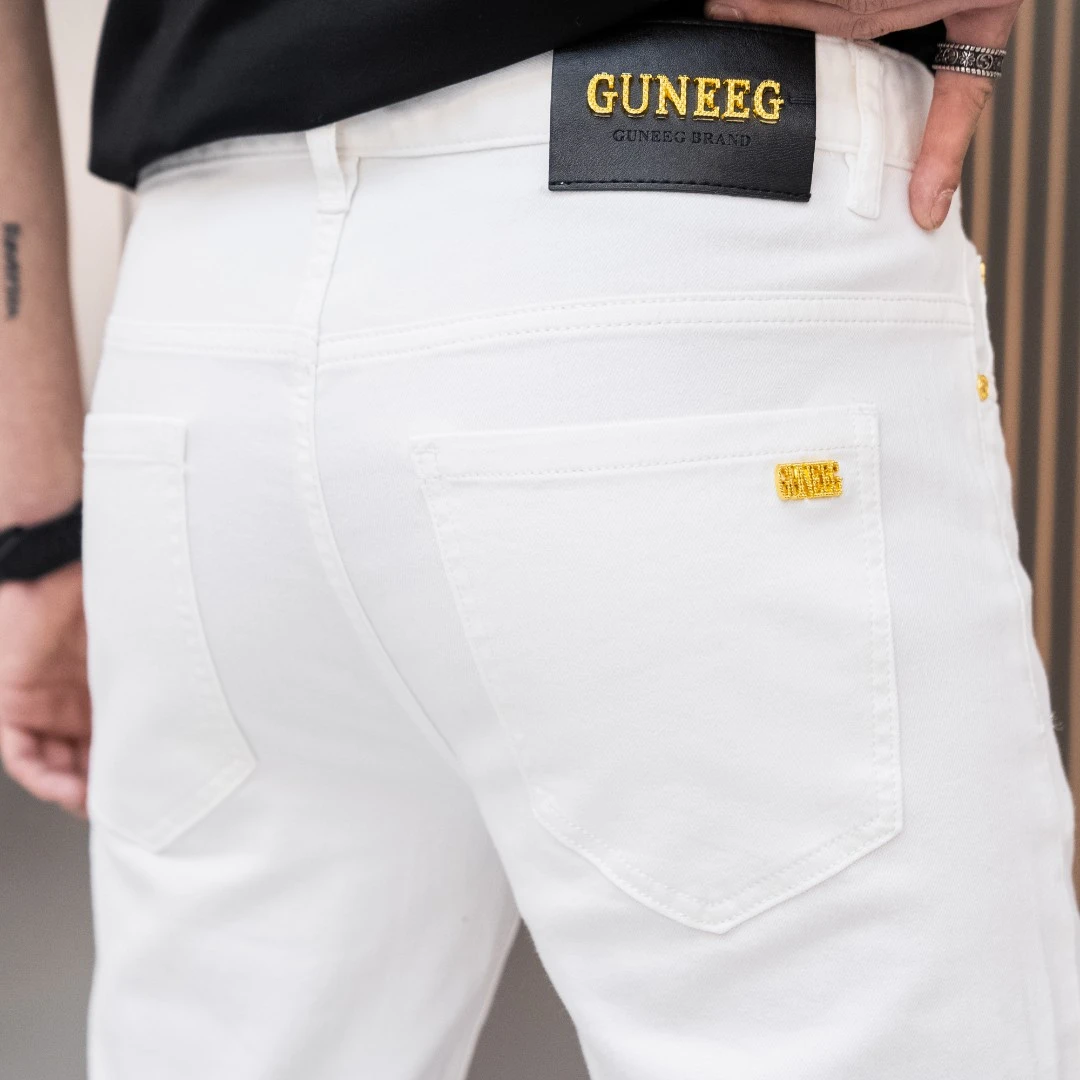 男士白色字母牛仔裤弹力CLK-24