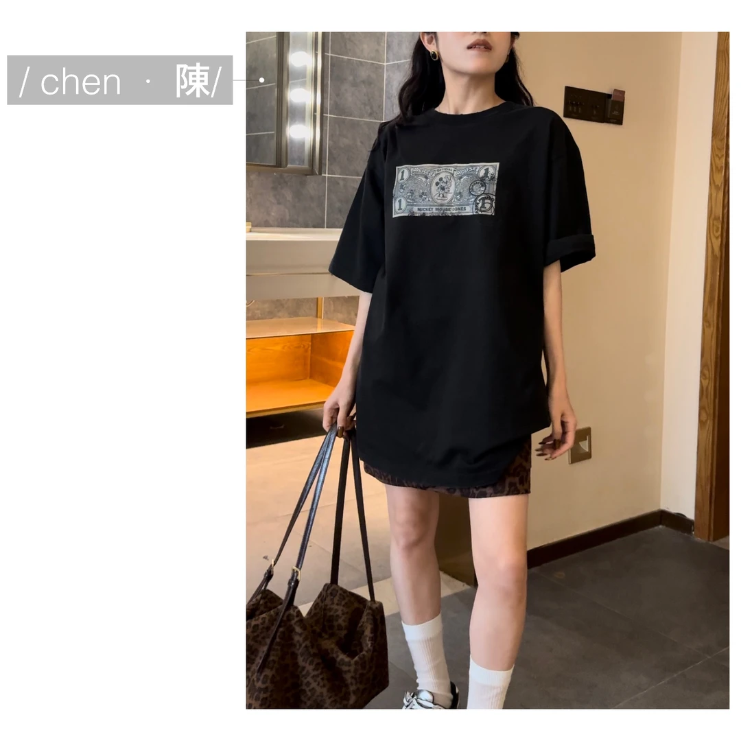 chen·陳【设计款米奇】洗水宽松短袖T恤