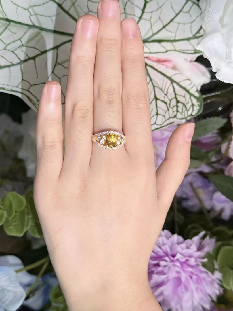 HTCDN-217-S925银黄水晶戒指-主石:1.0ct±