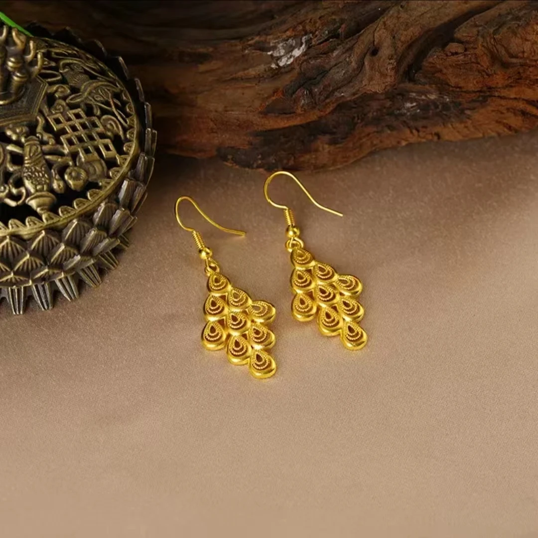 铜合金耳饰  精致金色【镂空凤凰耳坠】时尚气质百搭女款