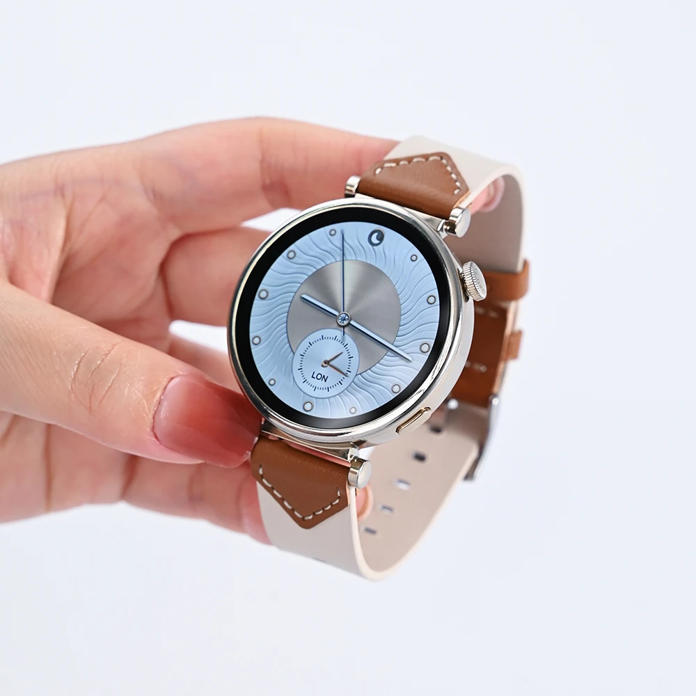 适用华为手表watch5/4pro表带gt6女款gt5腕带官方同款真皮小牛皮