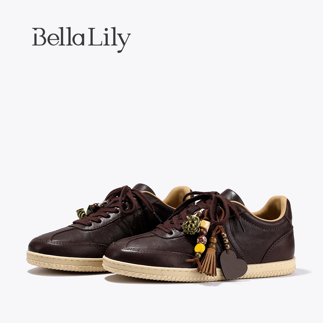 BellaLily2025秋季新款小众民族风德训鞋复古阿甘鞋手工串珠女鞋