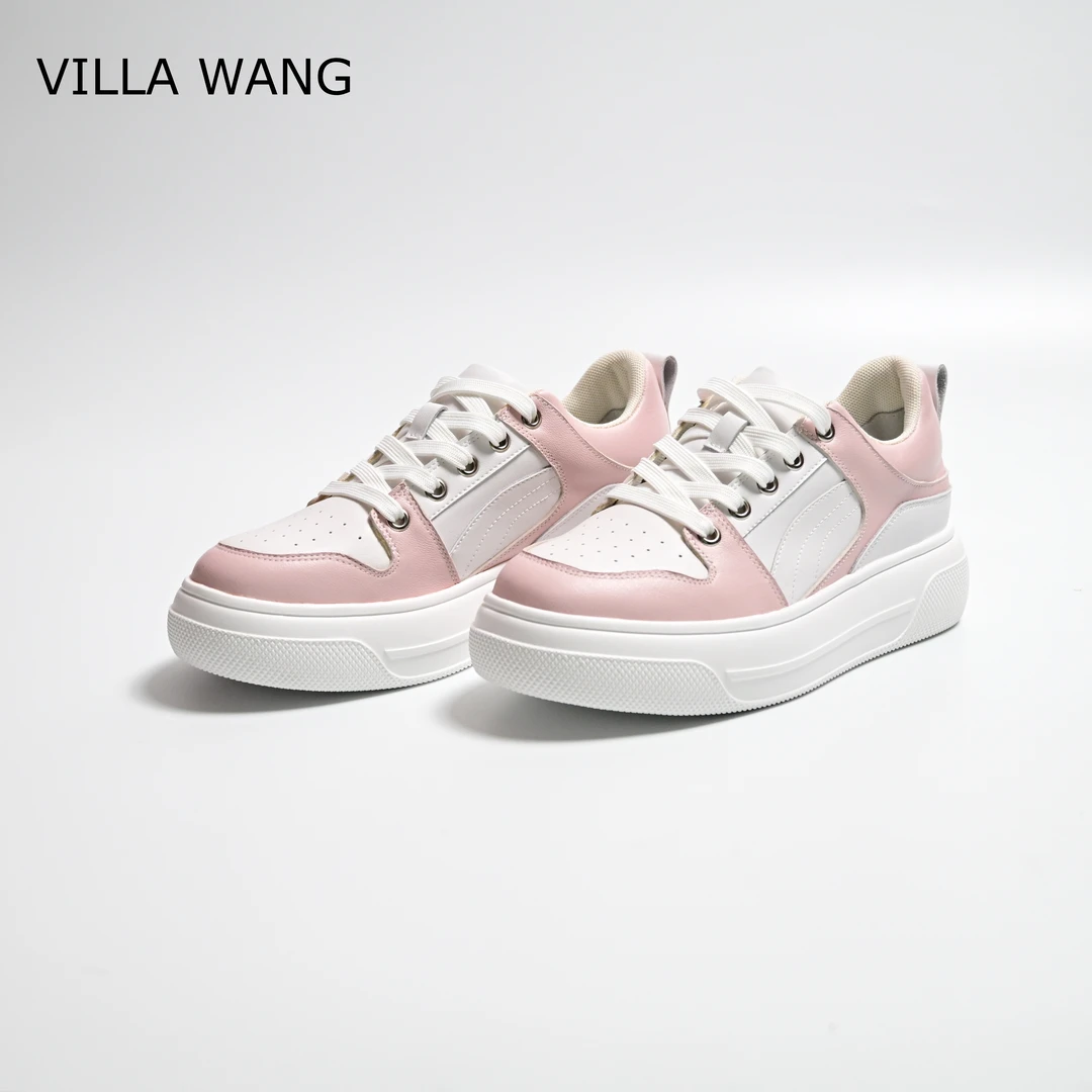 VILLAWANG维拉王2025新款舒适时尚拼色板鞋圆头透气休闲鞋夏季