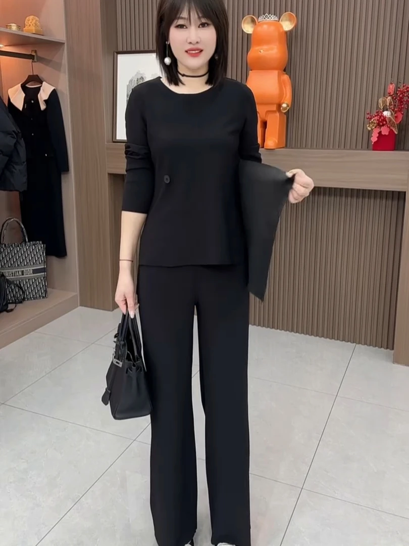 2025春新款时尚韩范高品质气质减龄百搭显瘦套装【上衣+裤子】