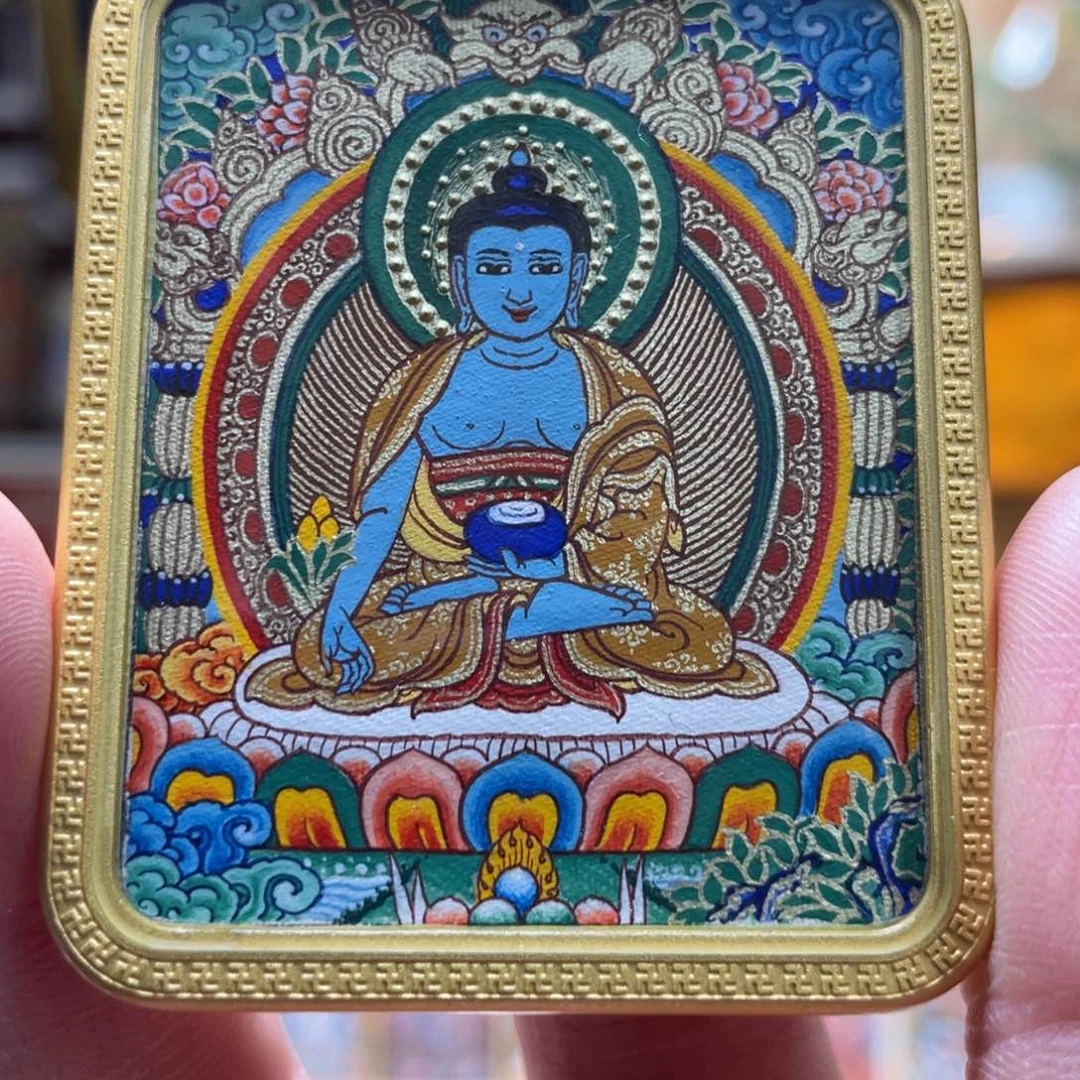 吊坠军热贡纯手绘唐卡