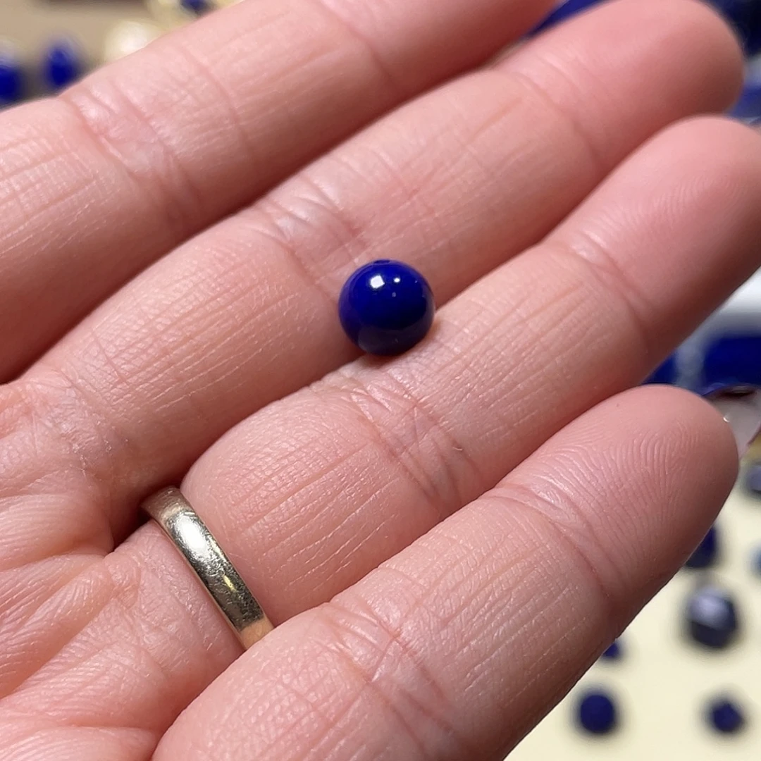 简***灰青金石未镶嵌7.4mm单珠