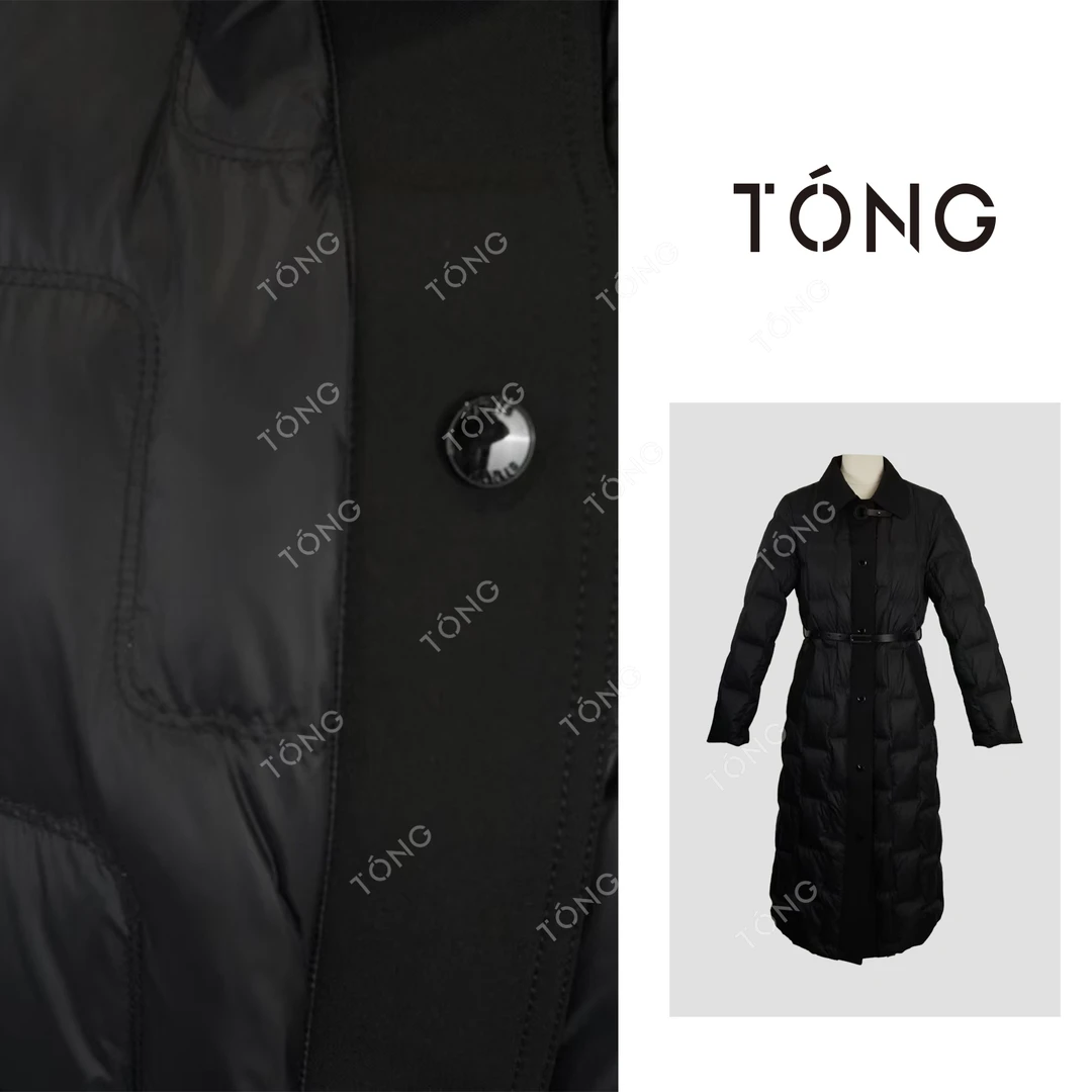 【静待花】90白鹅绒格子翻领百搭软暖舒适长款羽绒服 GW200