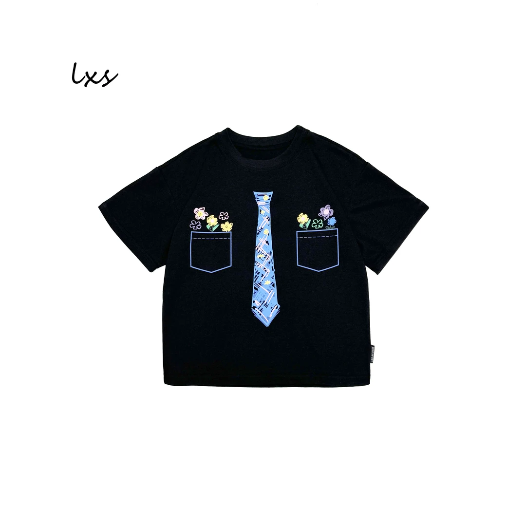 舅舅严选童装夏季男童潮韩版百搭时尚宽松休闲圆领套头短袖C88868