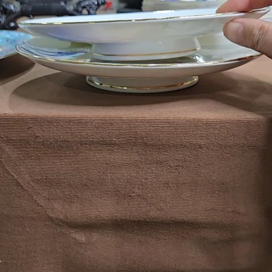 瓷片微瑕珐琅彩荷塘8寸2个浅盘6666