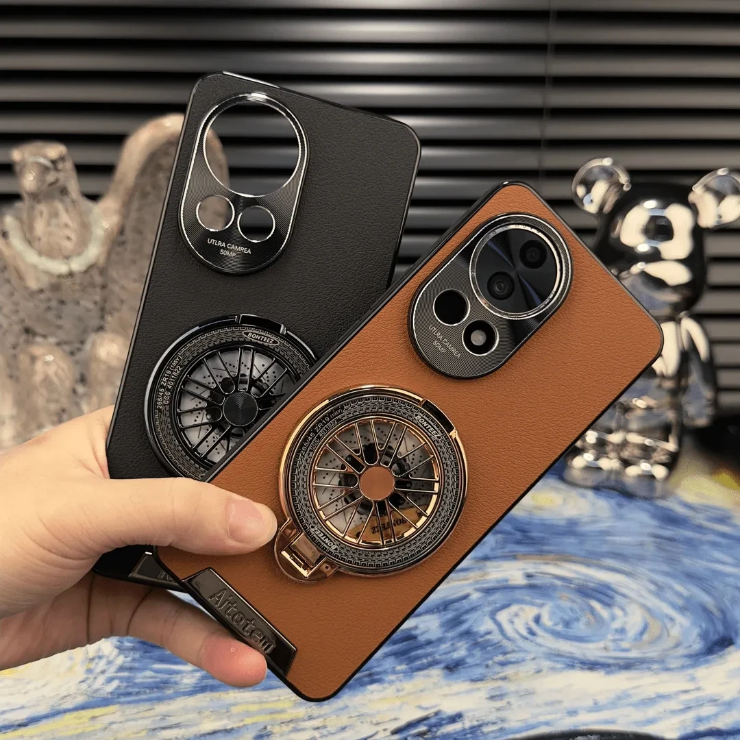 适用华为nova13手机壳nova13pro解压陀螺支架素皮全包防摔保护套