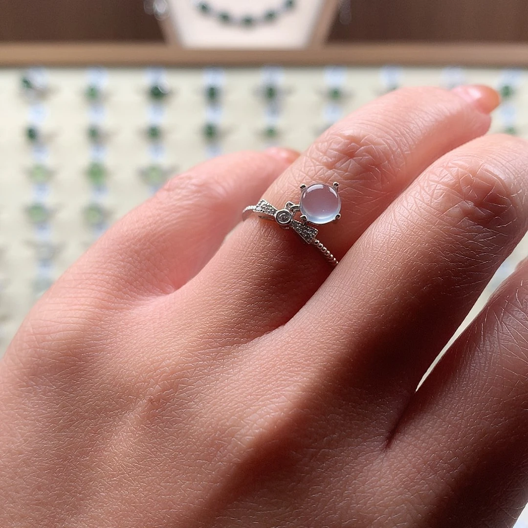 蛇纹石玉银S925镶嵌戒指