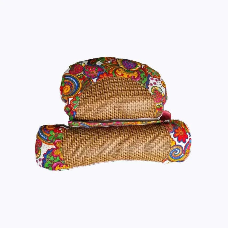 凉席枕三年陈艾填充夏季专用艾草藤席枕中国风清凉枕中式艾草枕