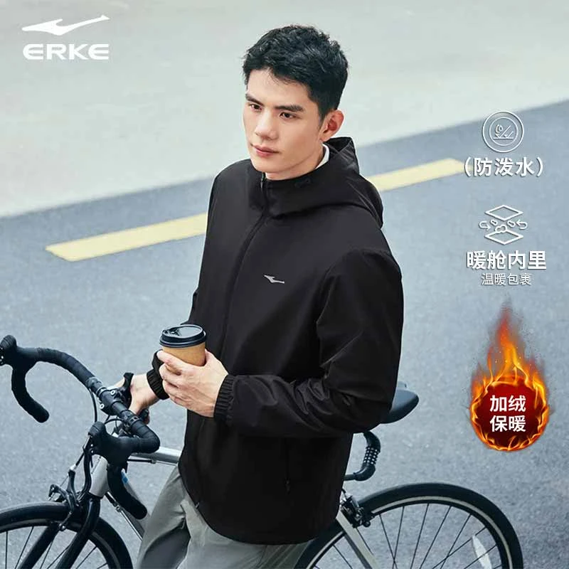 能量满格 | 鸿星尔克冬季男女运动加绒加厚防风防水通勤连帽夹克