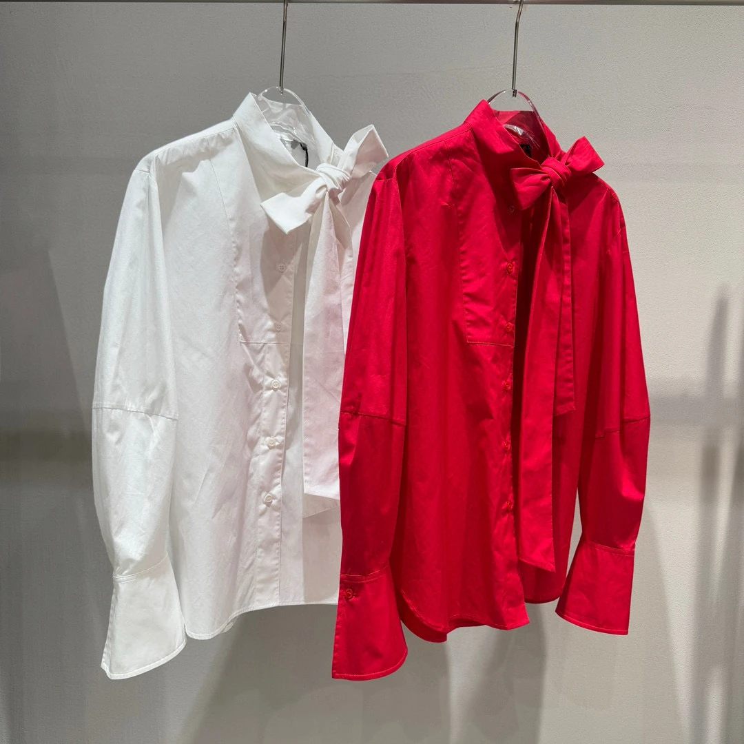 衬衫25年春款时尚设计感飘带女衬衫5101