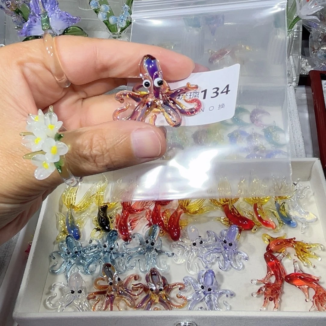 吊坠(不含链)琉璃134彩色章鱼