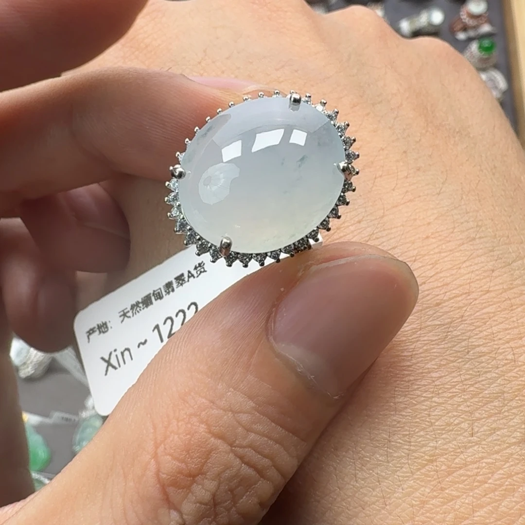 翡翠银S925镶嵌戒指天然缅甸翡翠A货