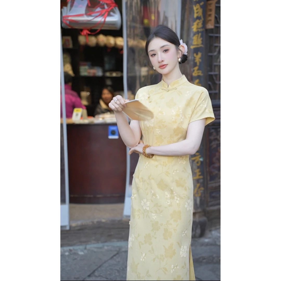 【周粥】【沉香】2025新款新中式国风盘扣温柔气质连衣裙JJC5LYQ1237