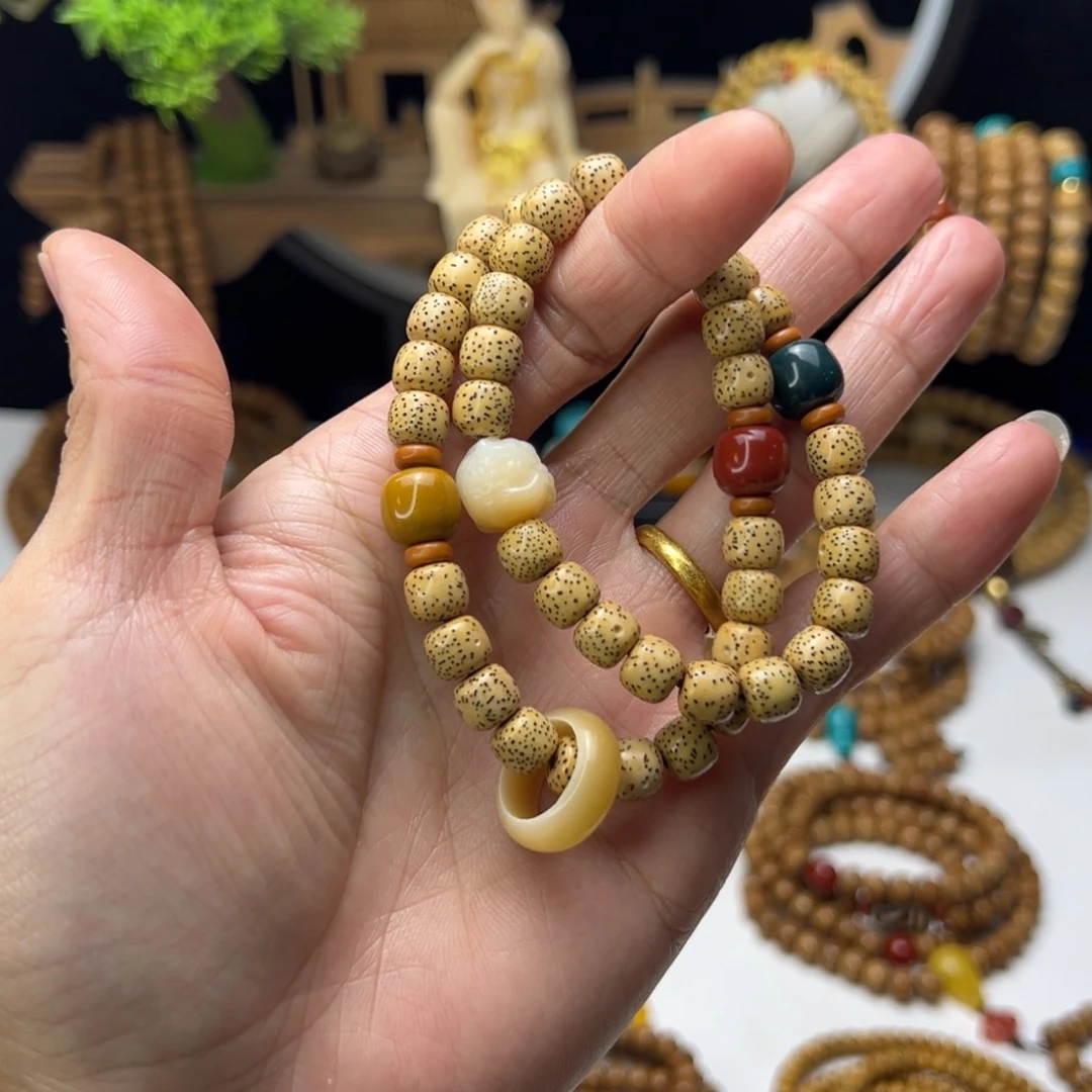 星月菩提吊坠原生态星月菩提8×7mm双圈