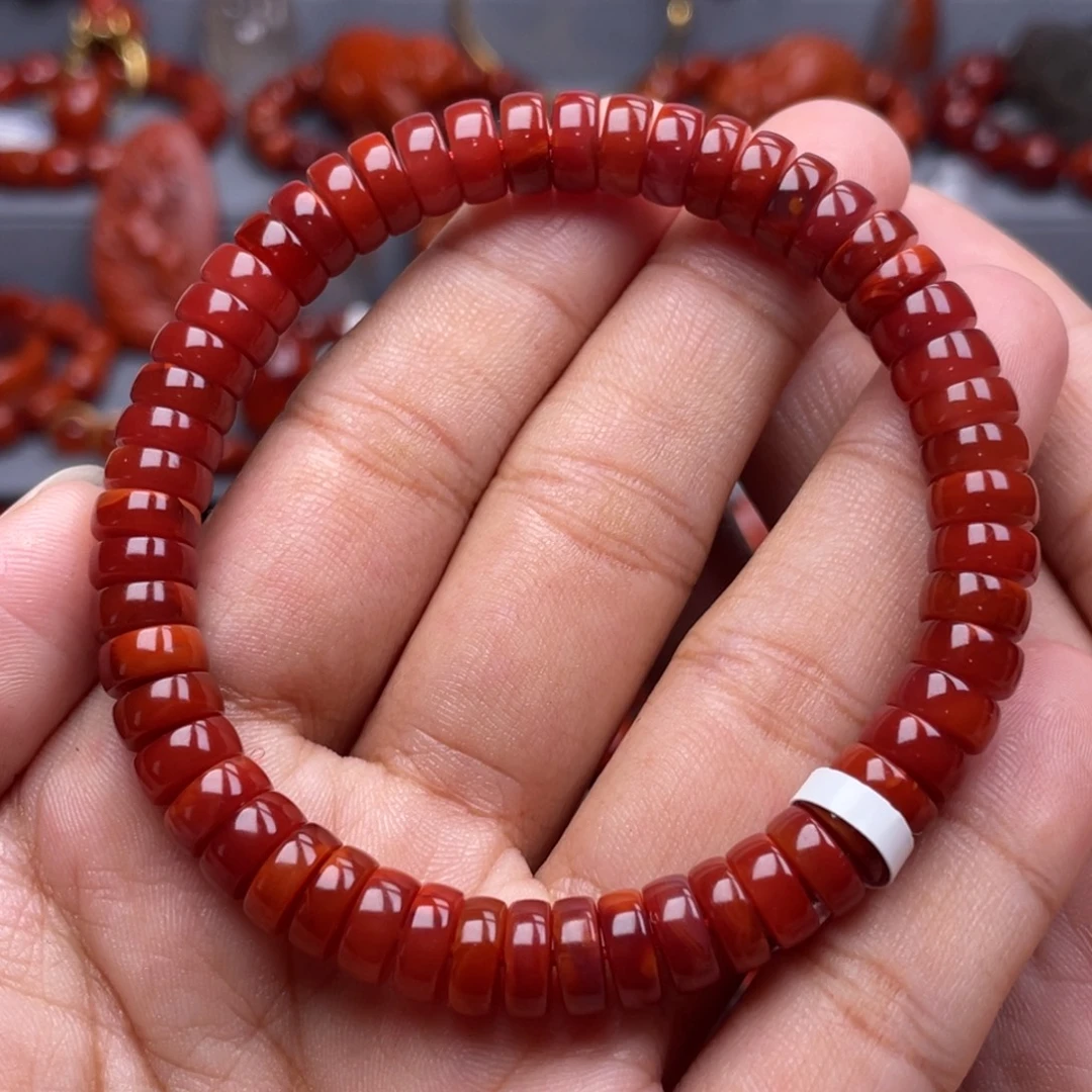 南红玛瑙未镶嵌珠宝奇石单圈8mm