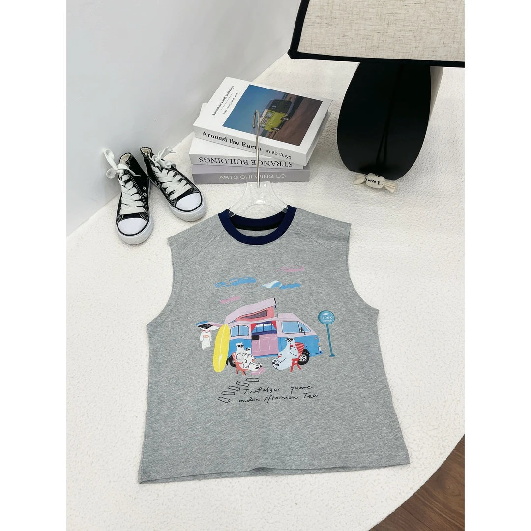 男卡通风灰色休闲装夏款夏季童装薄款韩版中性T6126儿童服装