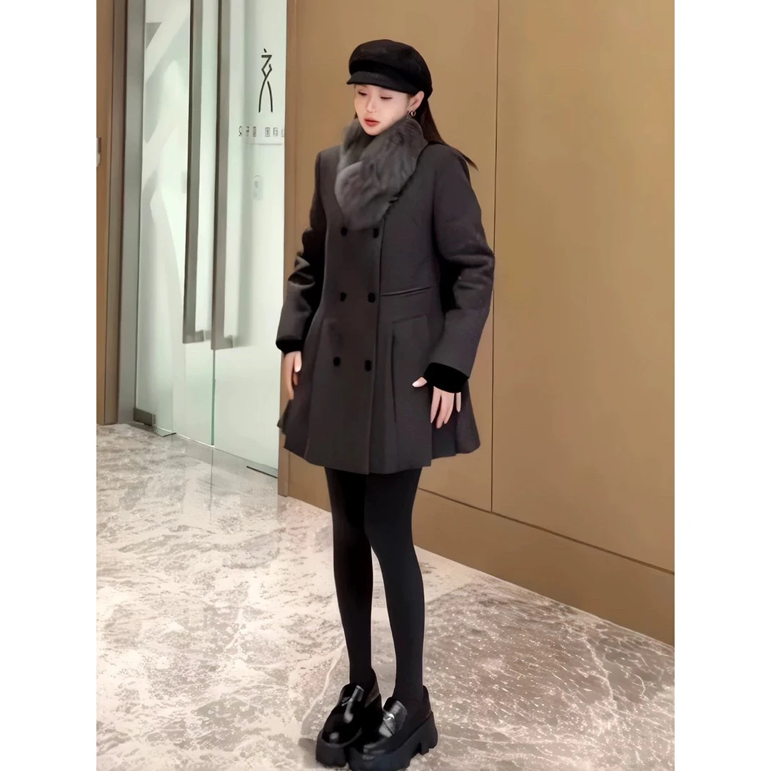 妮妮家68223冬季新款小香风长袖连衣裙衣外套