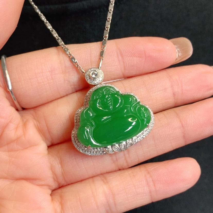 【闪购商品】颈饰18K金镶嵌翡翠佛公