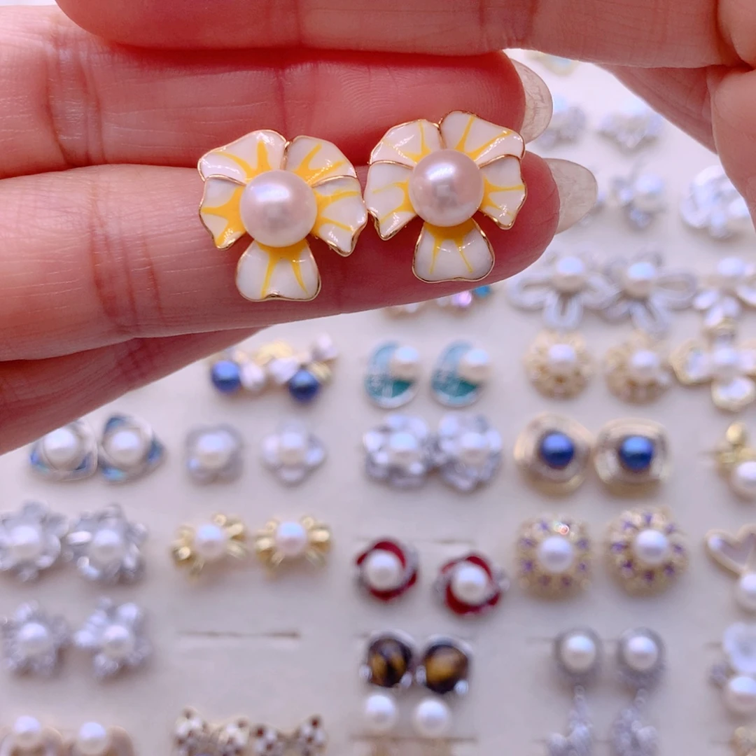 合金耳饰淡水珍珠