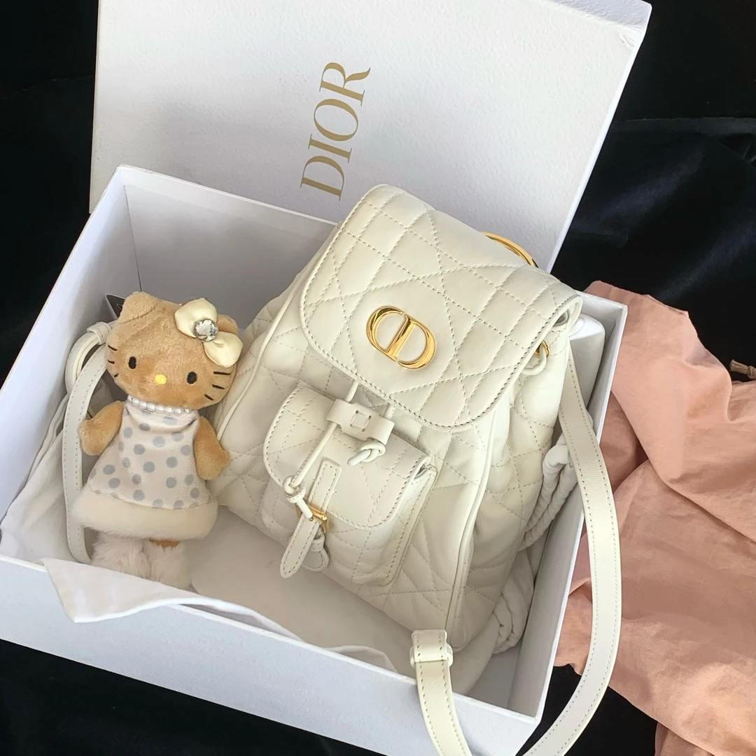 未使用 DIOR/迪奥  白金小号双肩包 25年 17cm 19035270