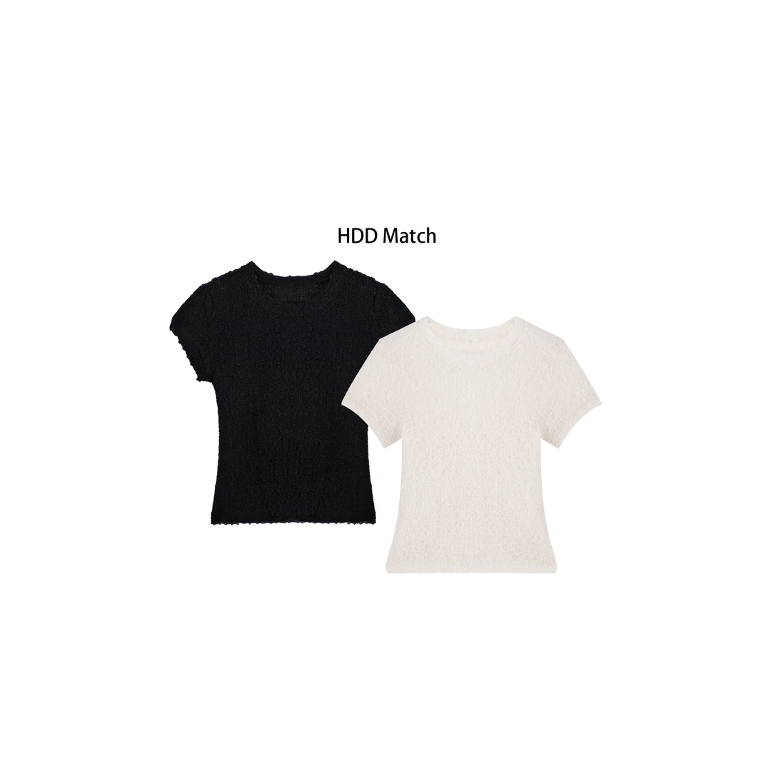 HDD Clothing "泡沫打底"春夏褶皱定制小众女款打底衫 Y7255