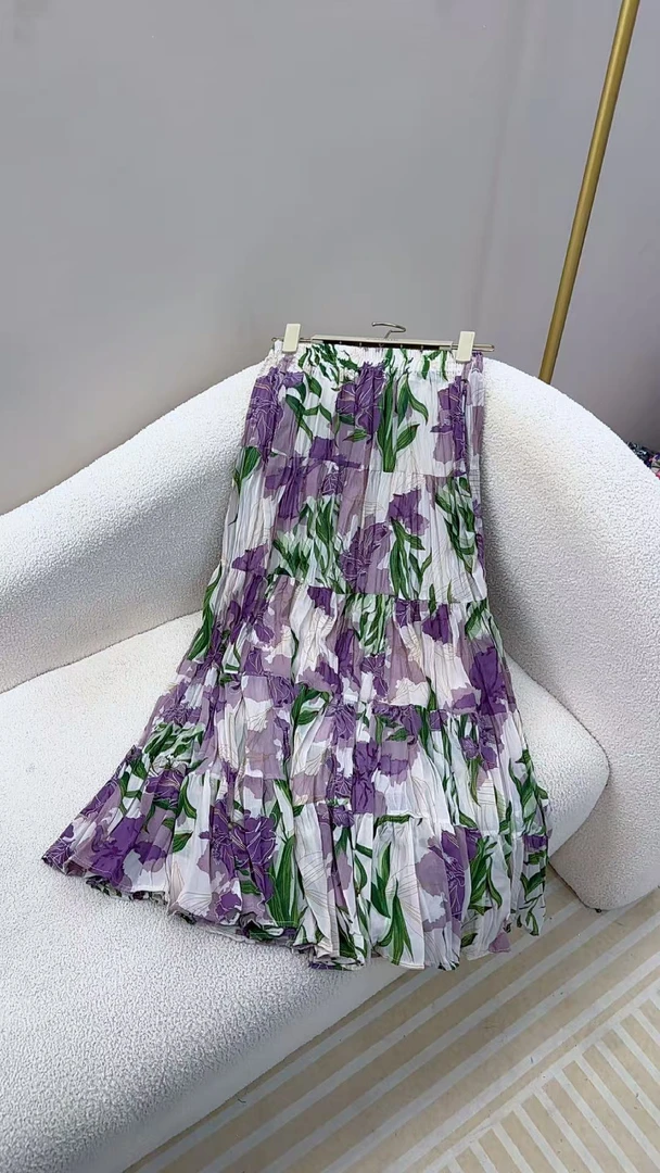 夏季新款五层褶皱高腰半身裙905