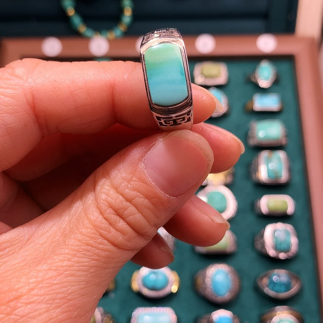 绿松石挂件银S925镶嵌苍**泽