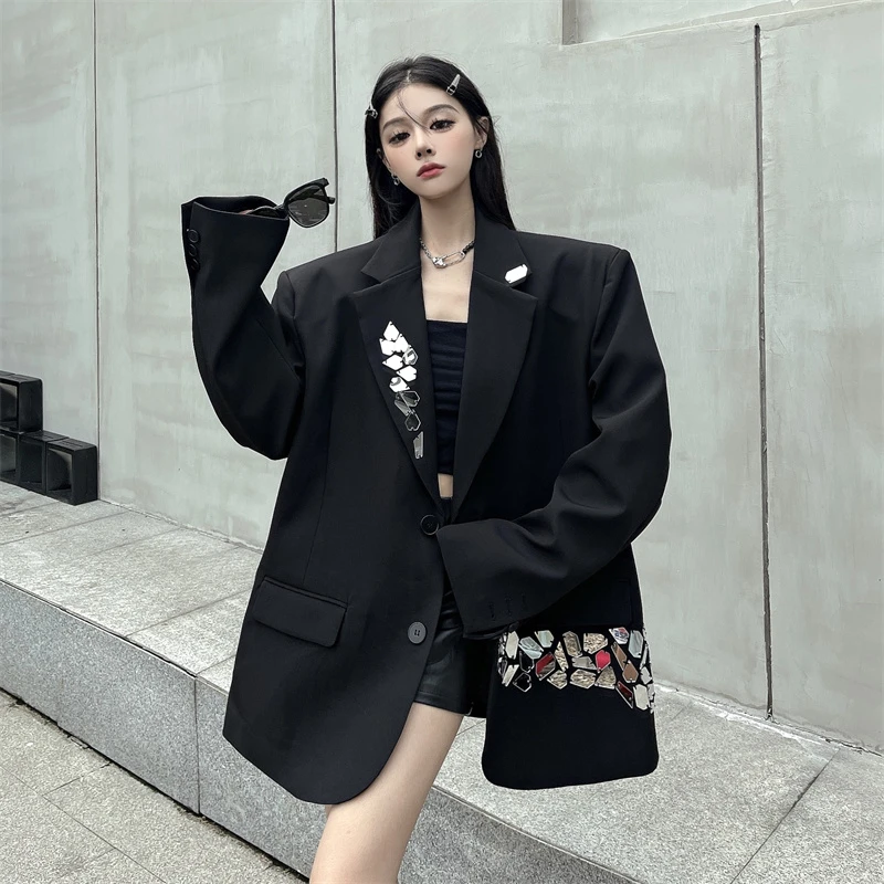 老钱风小众西服外套秋冬款洋气宽松休闲大码小众炸街高级感女装