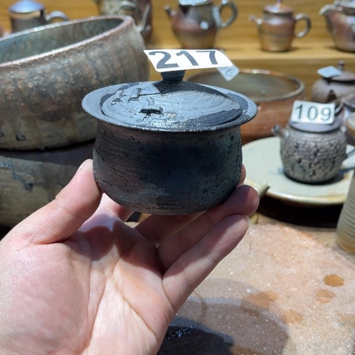 手工制作柴烧盖碗瑕217