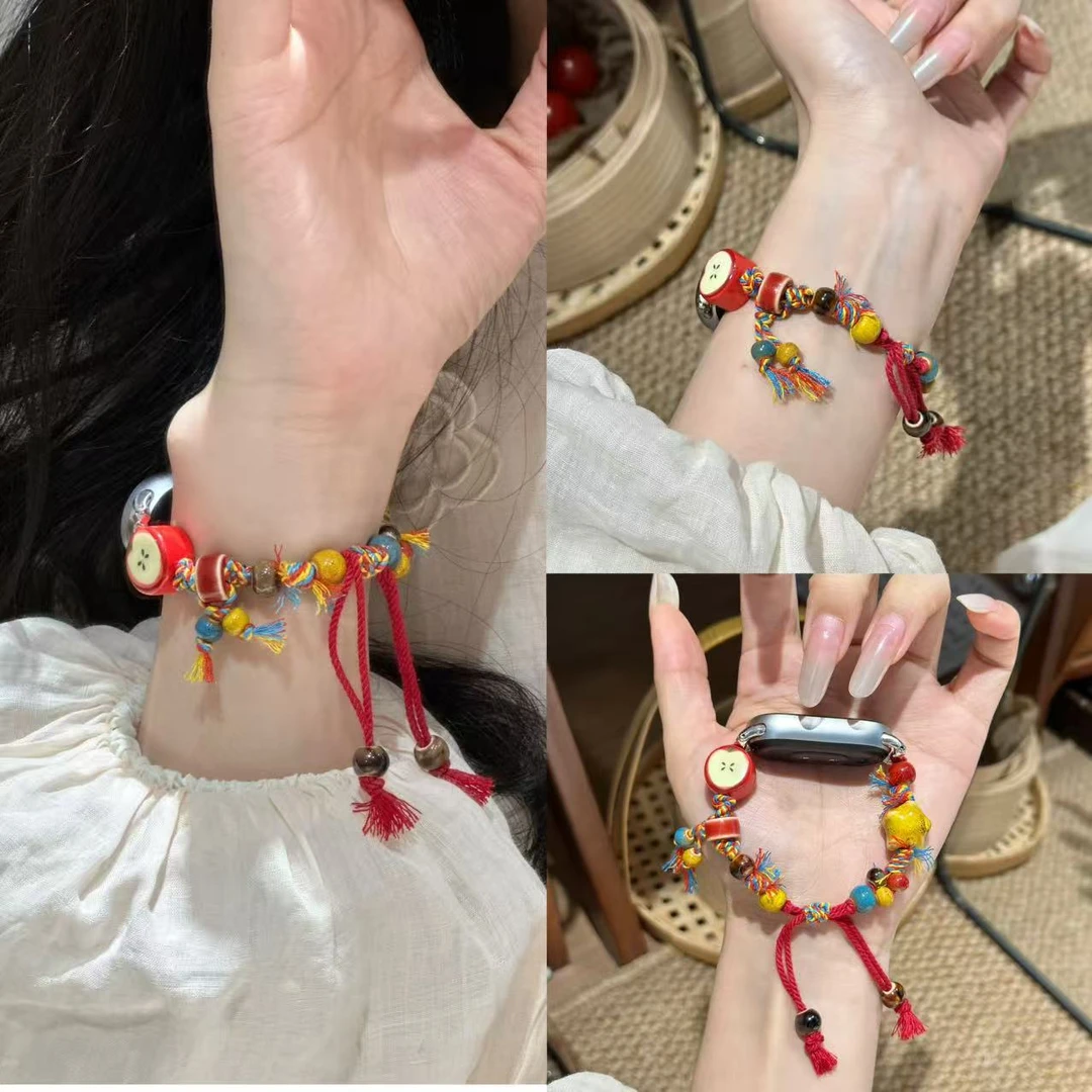 原创手作新中式陶瓷表带编织设计适用小米/iWatch/华为/红米表带