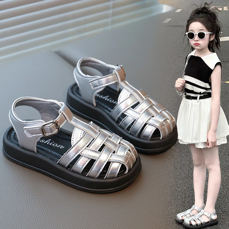 ABC女童凉鞋罗马鞋2025夏季新款儿童软底沙滩鞋女孩公主鞋包头鞋