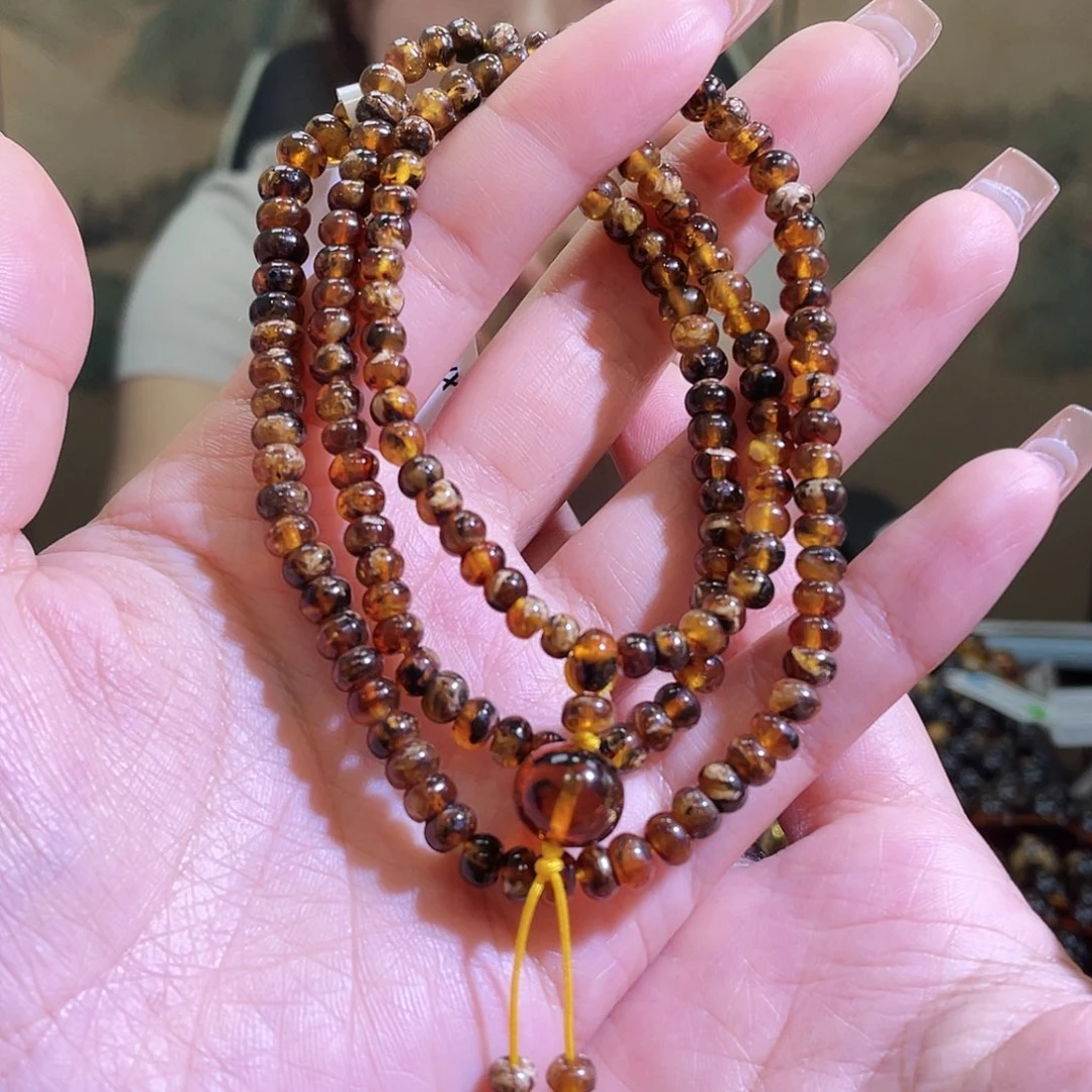 未镶嵌琥珀裸石5+设计花腊项链