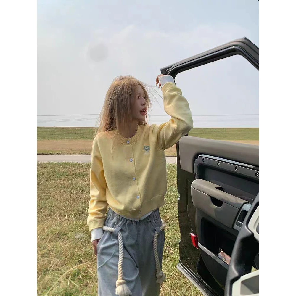 1591刺绣花朵上衣开衫时尚洋气遮肉显瘦春季新款