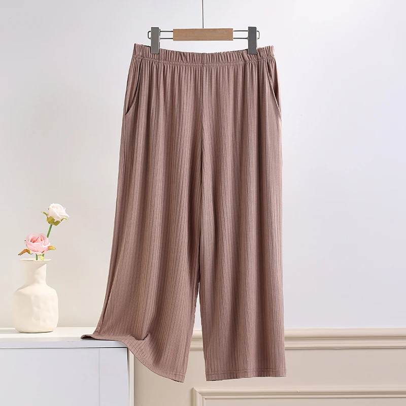 莫代尔女睡裤透气高腰家居裤短裤阔腿裤休闲裤薄款夏季可外穿妈妈