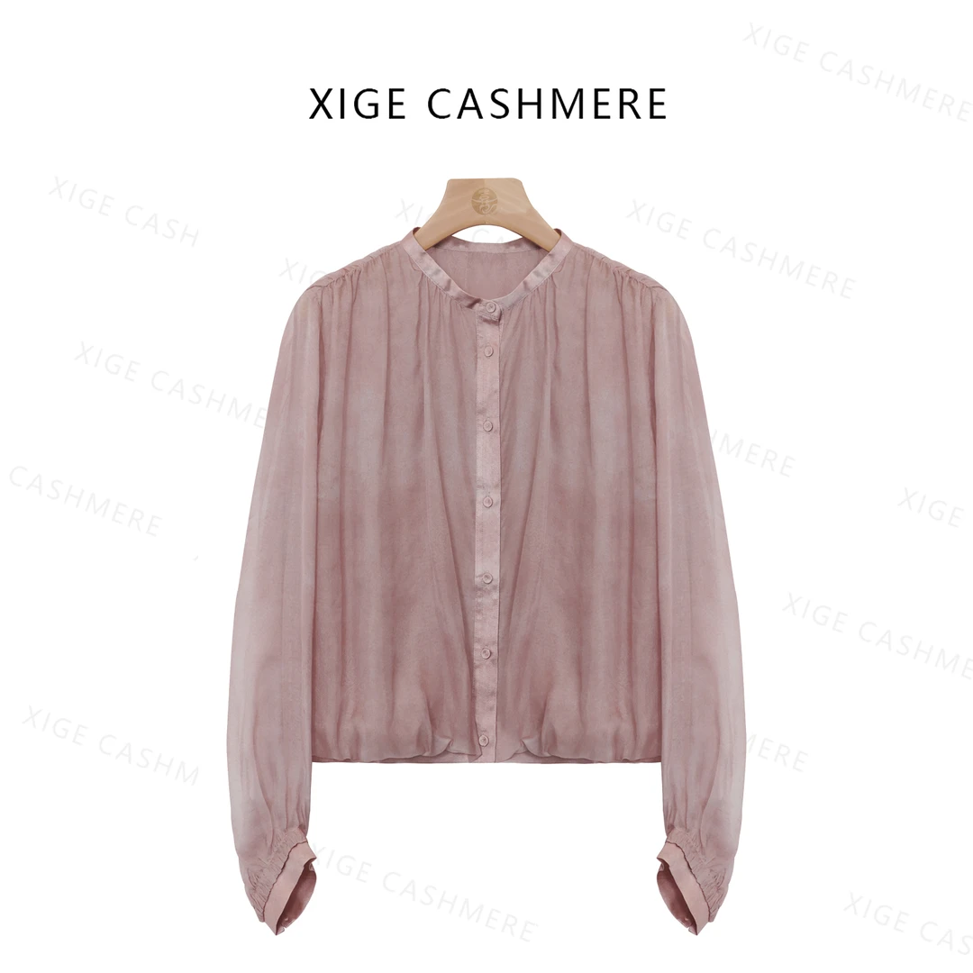 【漫花】喜歌 女士时尚气质长袖轻奢真丝上衣 7926