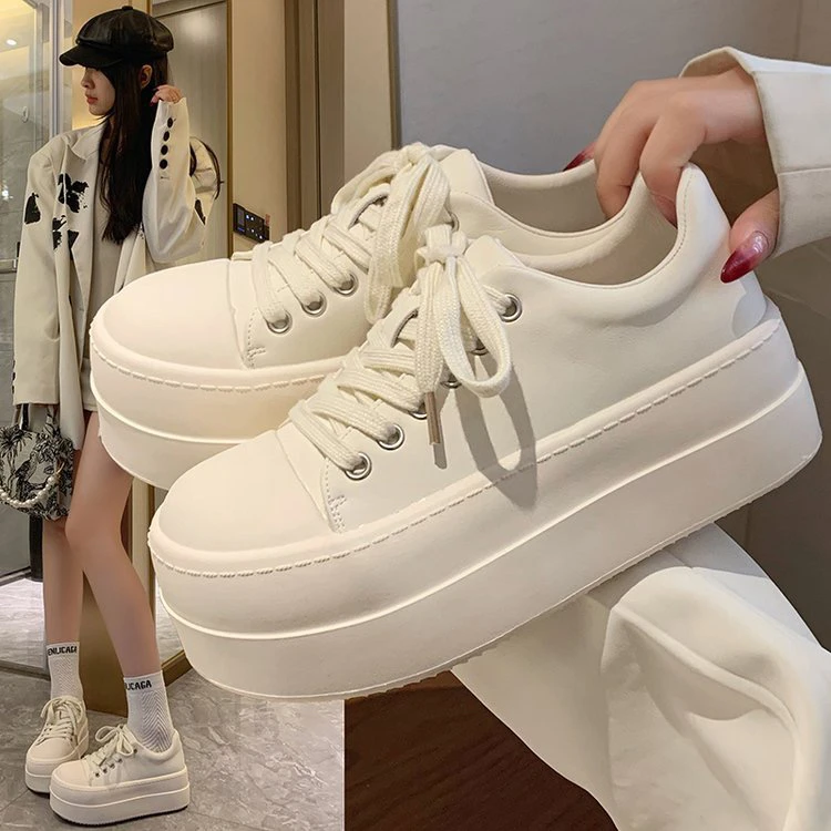 【秀宝专享】2025年春季新款欧货松糕厚底系带休闲舒适百搭板鞋1112